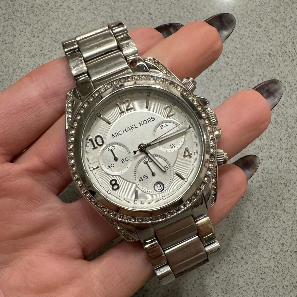 Michael Kors silver and diamond watch